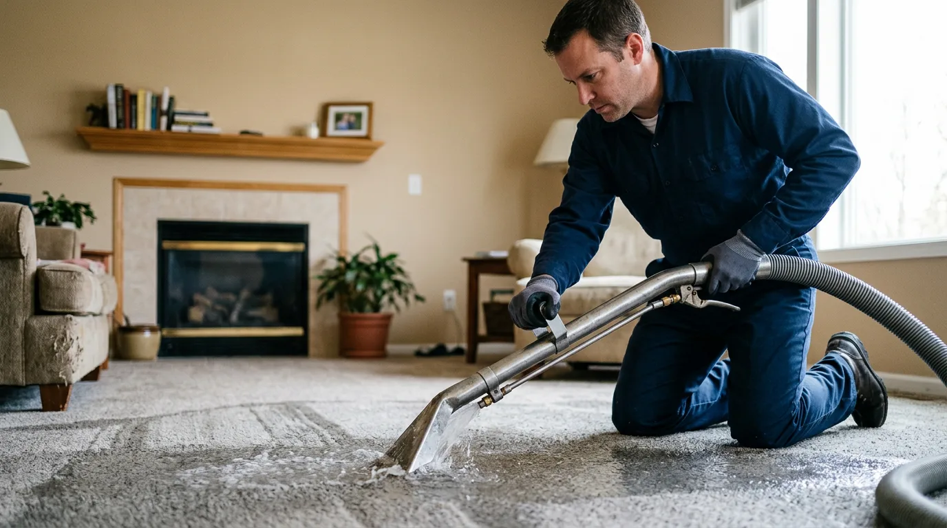 Water damage restoration technician working near Fairview, OK